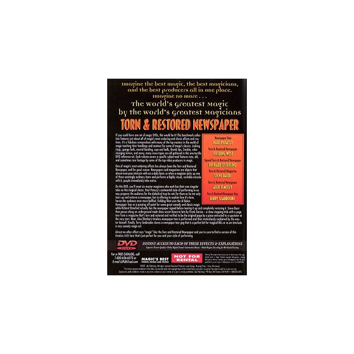 World's Greatest Magic: Torn And Restored Newspaper - DVD