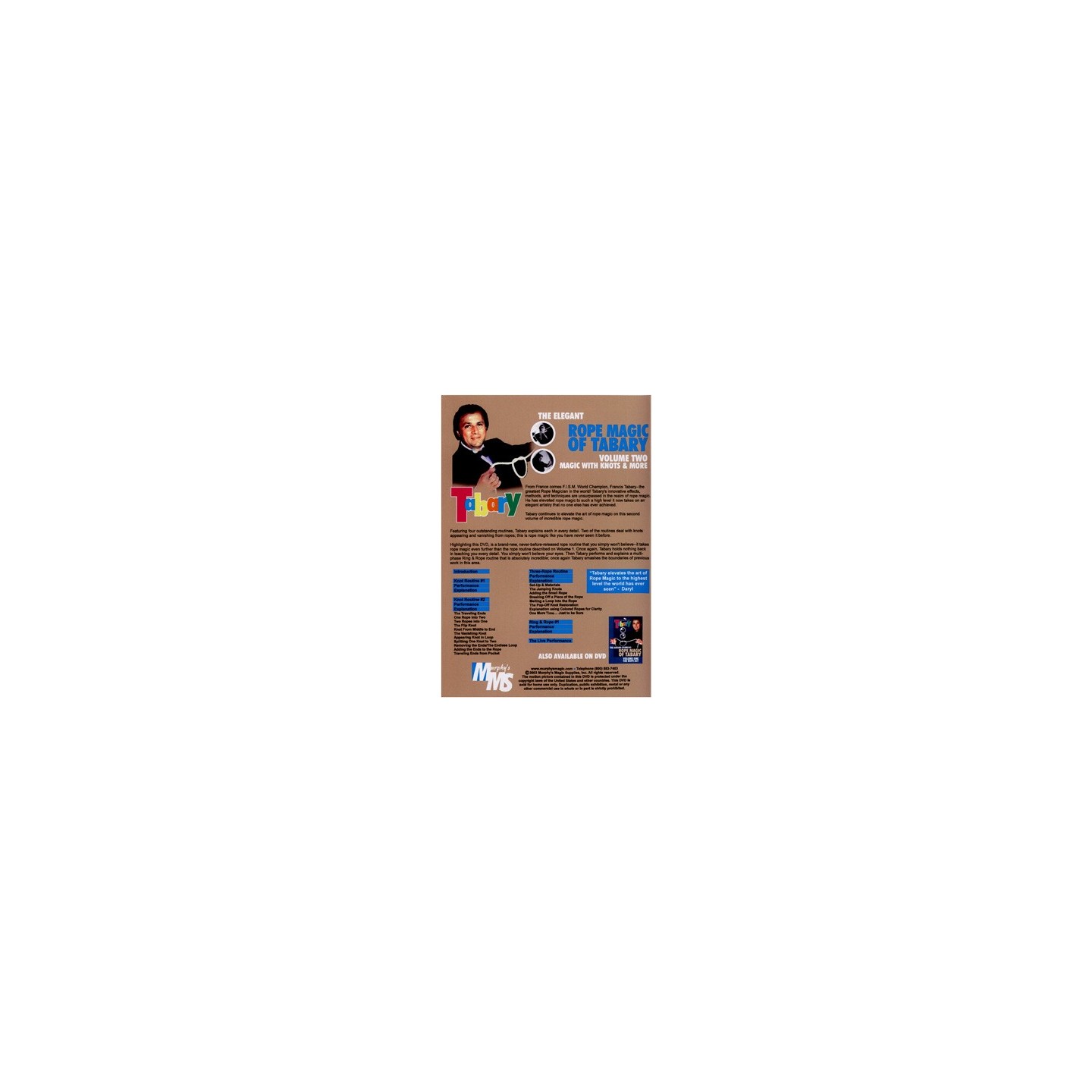 Tabary Elegant Rope Magic 2 by Murphy's Magic Supplies, Inc. - DVD