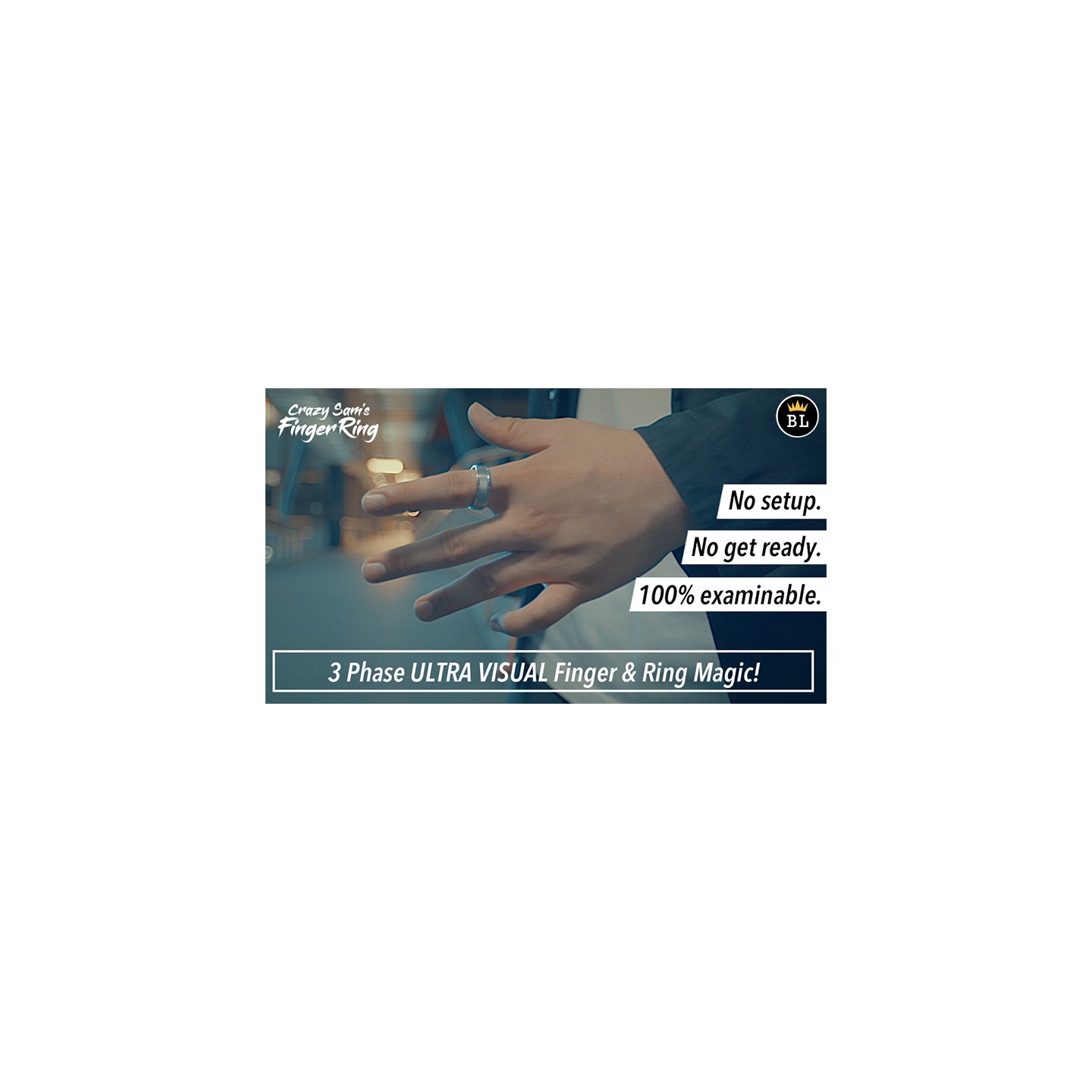 Hanson Chien Presents Crazy Sam's Finger Ring SILVER / LARGE (Gimmick and Online Instructions) by Sam Huang