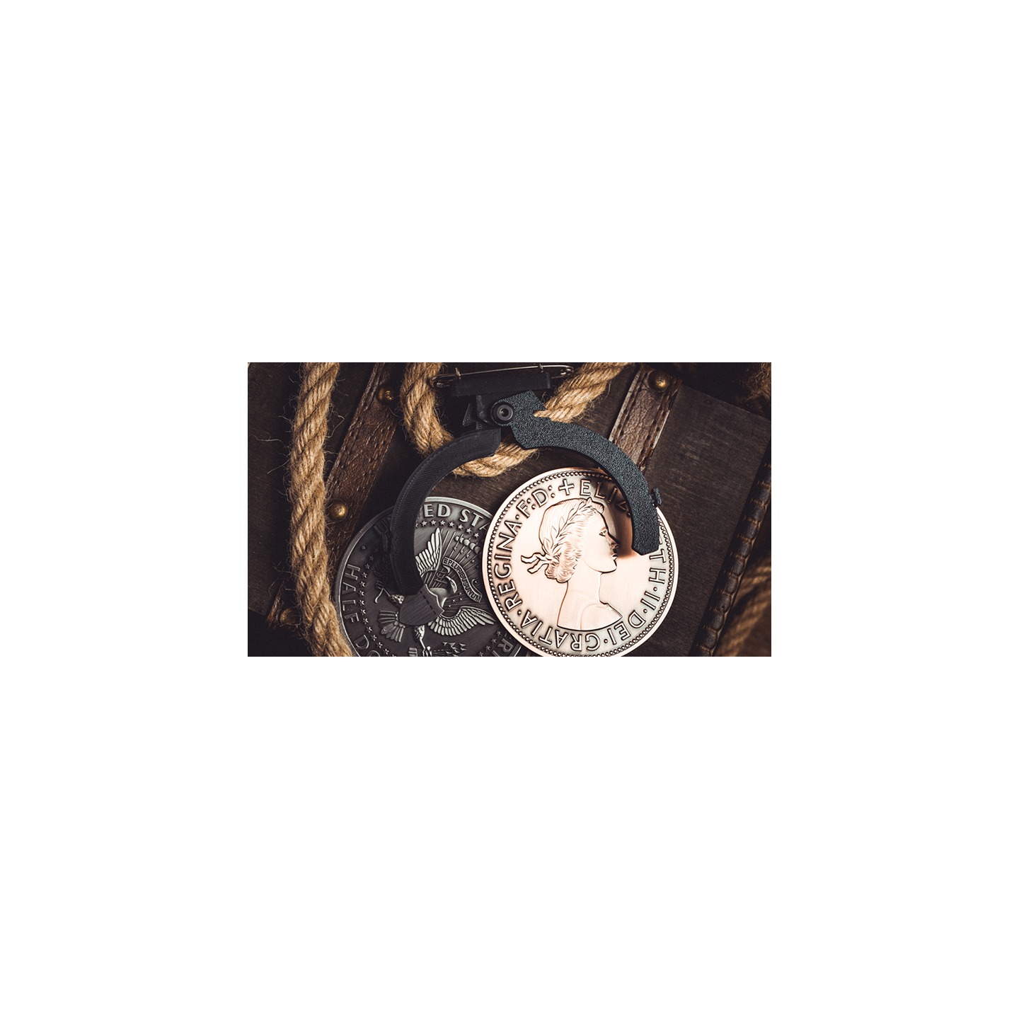 L Holder (Double Jumbo Coins 2.7"-3.2") by Long Long & Bacon Magic