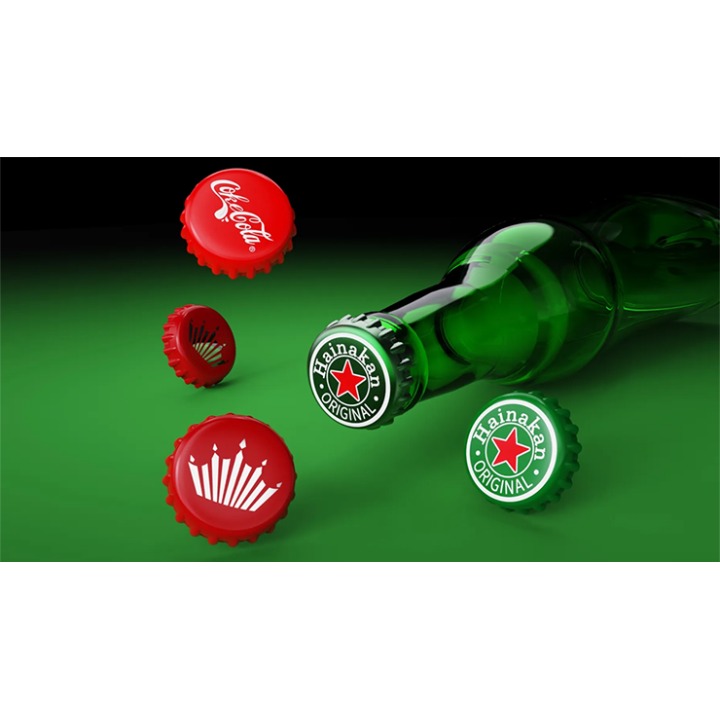 The Clink (Cap in Bottle) Set by Iarvel Magic and Wonder House (Heineken, Coke, and Budweiser)