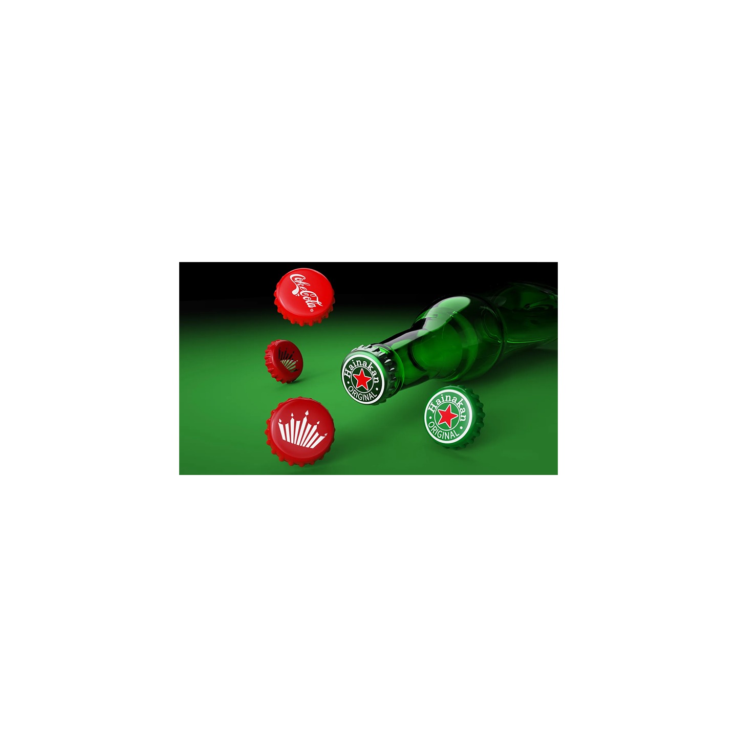 The Clink (Cap in Bottle) Set by Iarvel Magic and Wonder House (Heineken, Coke, and Budweiser)