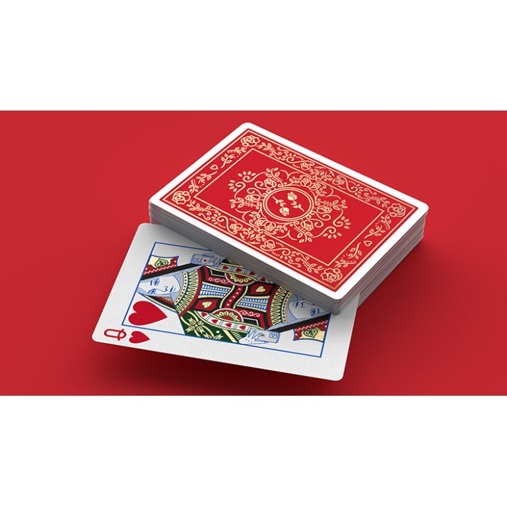 Red Roses Gold Foil Playing Cards (Fully Marked)