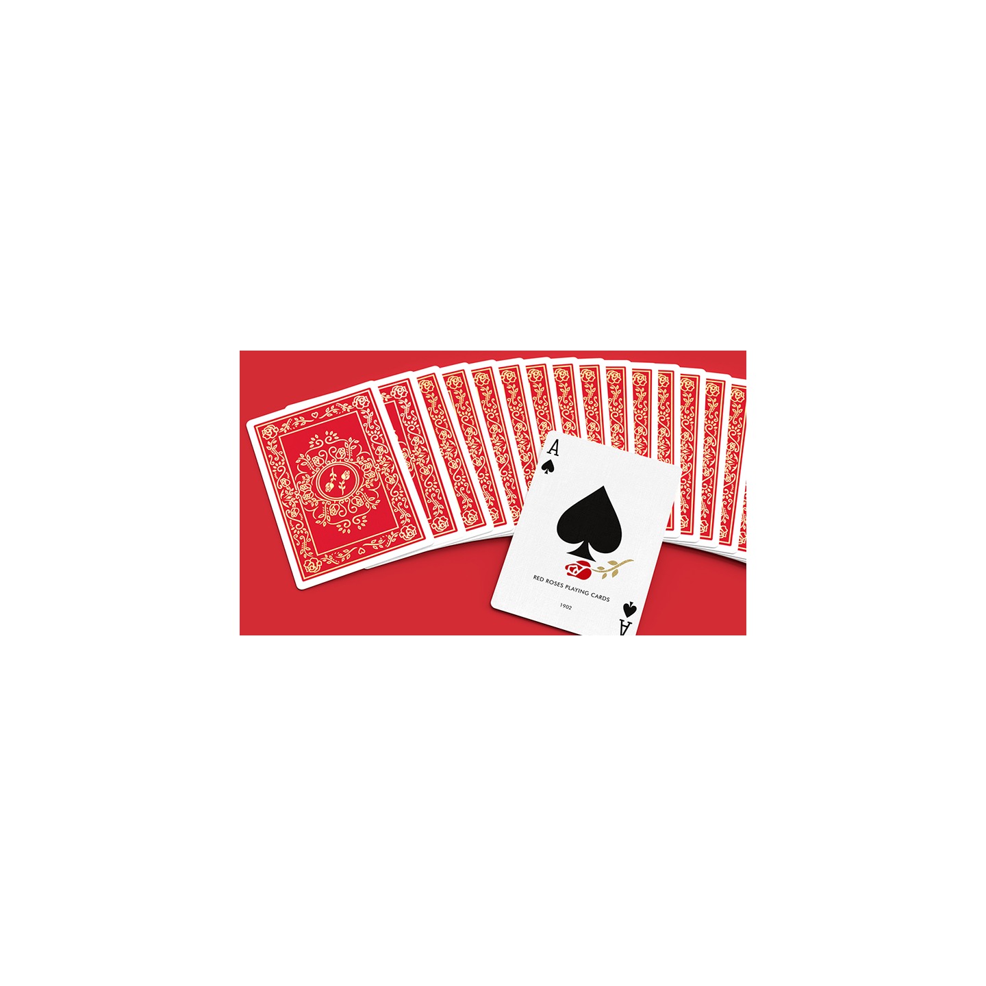 Red Roses Gold Foil Playing Cards (Fully Marked)