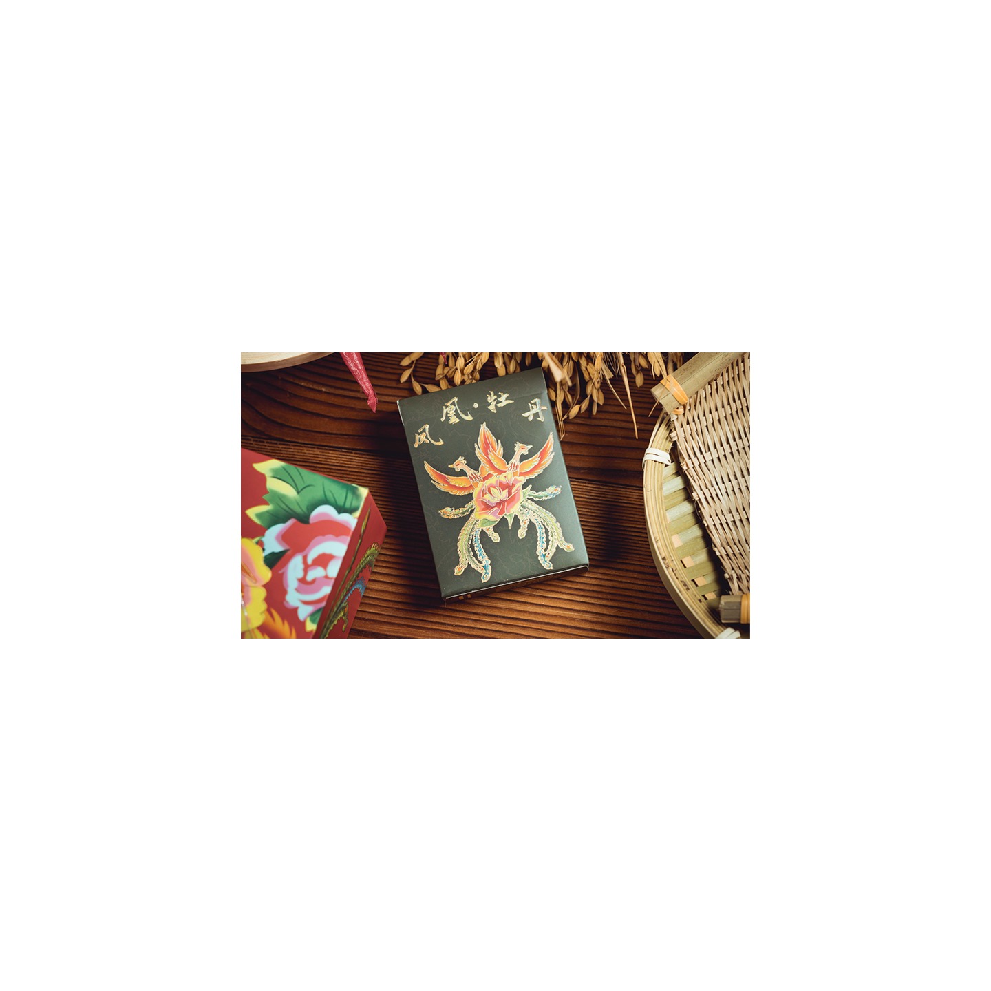 Phoenix and Peony (Green) Playing Cards by Bacon Playing Card Company