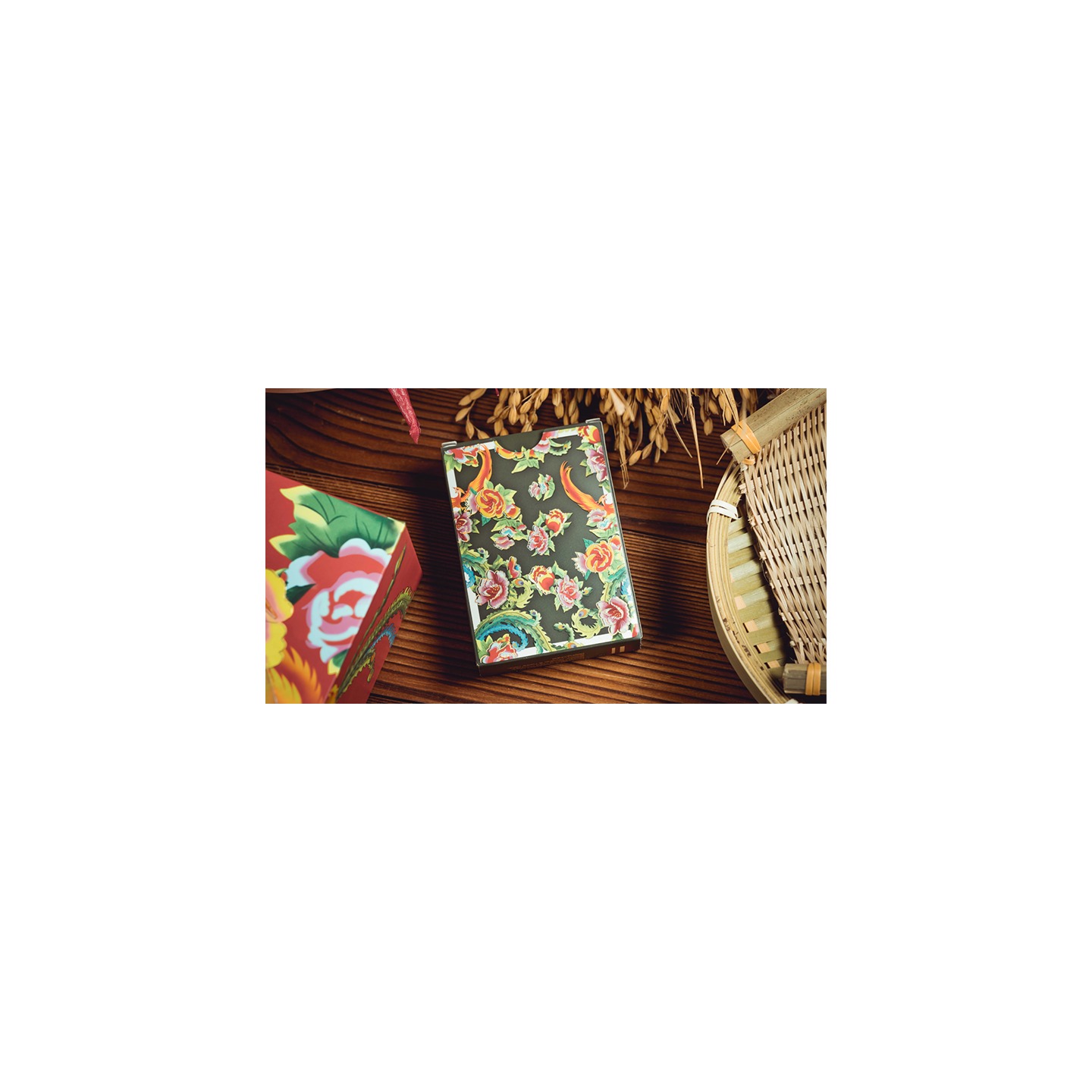 Phoenix and Peony (Green) Playing Cards by Bacon Playing Card Company