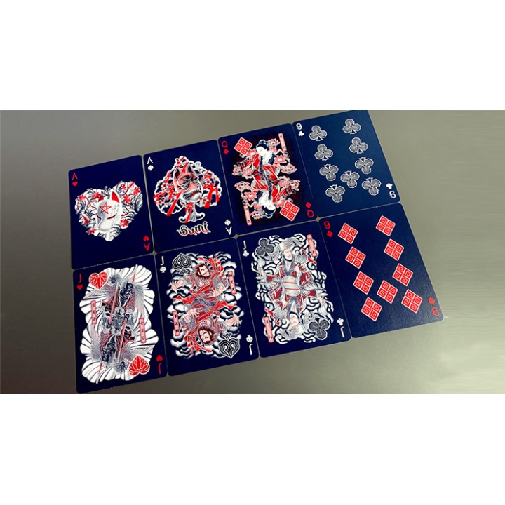 Sumi Kitsune Myth Maker (Blue/Red Craft Letterpressed Tuck) Playing Cards by Card Experiment