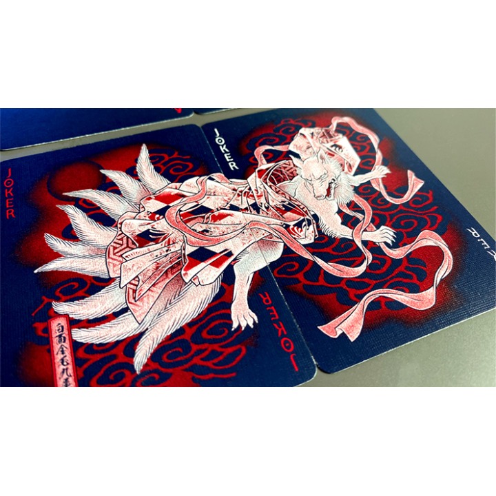 Sumi Kitsune Myth Maker (Blue/Red Craft Letterpressed Tuck) Playing Cards by Card Experiment