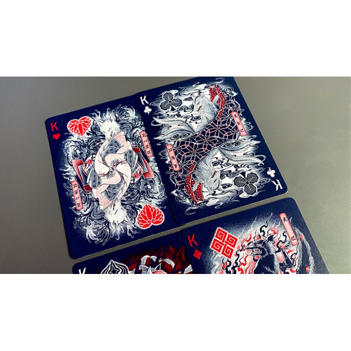 Sumi Kitsune Myth Maker (Blue/Red Craft Letterpressed Tuck) Playing Cards by Card Experiment