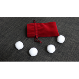 Set of 4 Leather Balls for Cups and Balls (White w/White Stitching) by Leo Smetsers