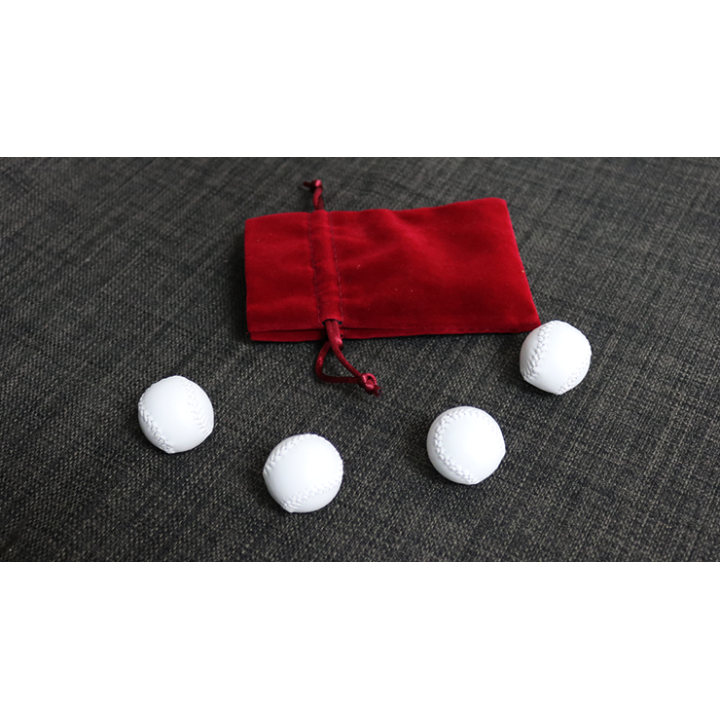 Set of 4 Leather Balls for Cups and Balls (White w/White Stitching) by Leo Smetsers