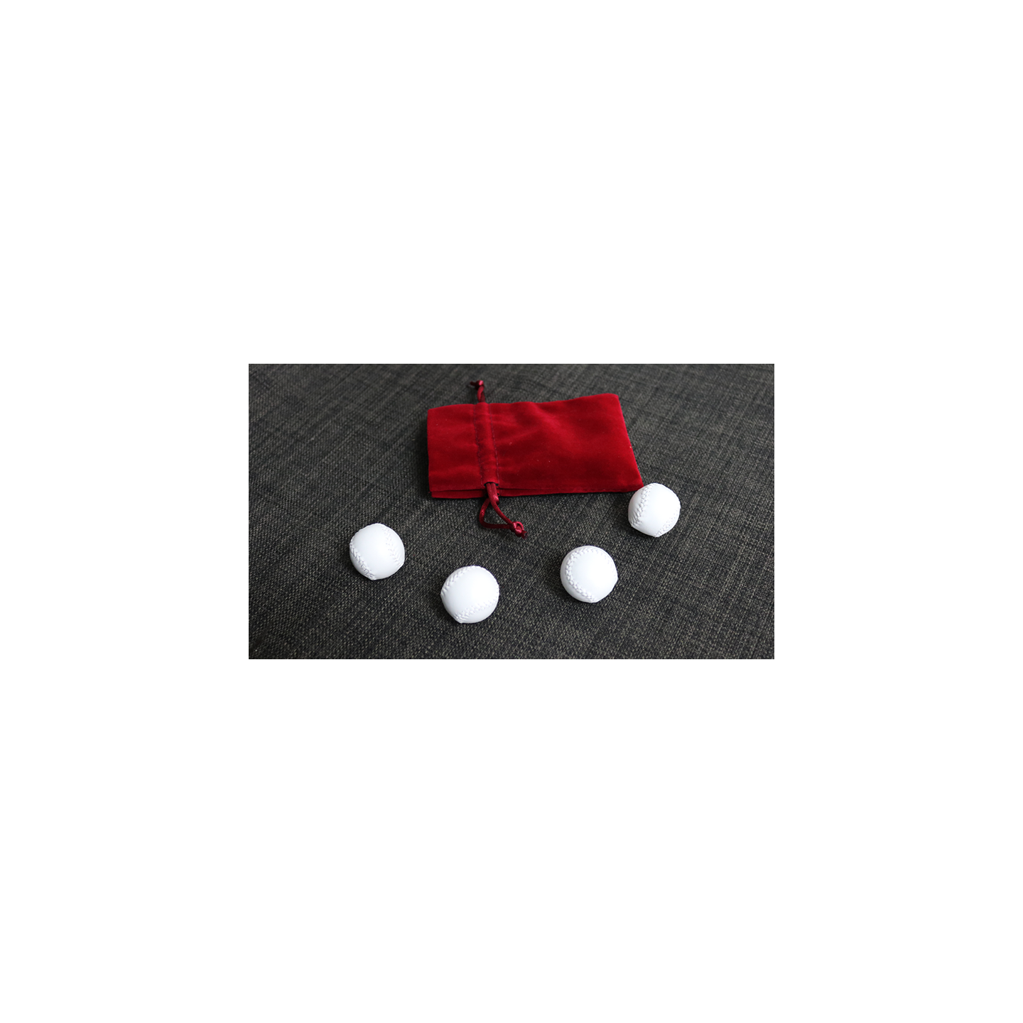 Set of 4 Leather Balls for Cups and Balls (White w/White Stitching) by Leo Smetsers