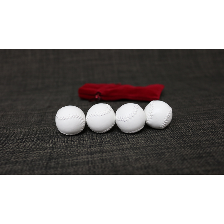 Set of 4 Leather Balls for Cups and Balls (White w/White Stitching) by Leo Smetsers