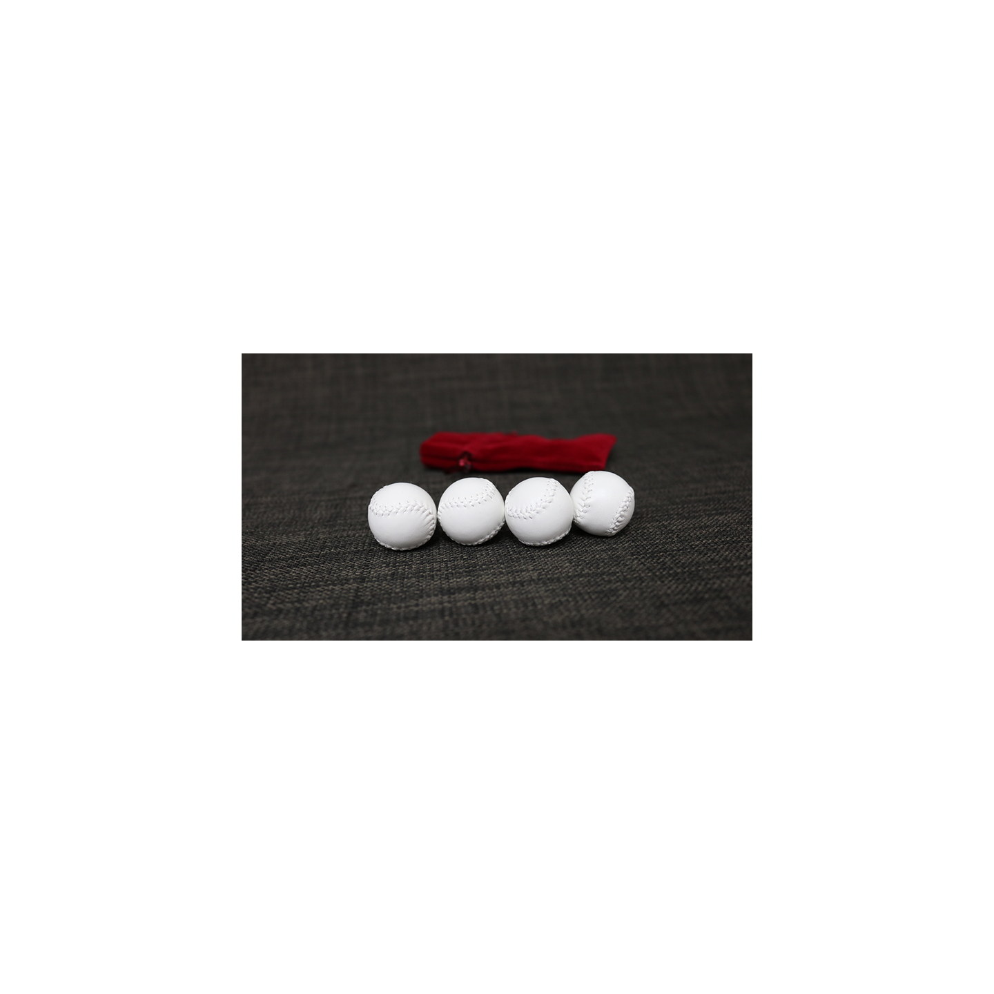 Set of 4 Leather Balls for Cups and Balls (White w/White Stitching) by Leo Smetsers