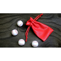 Set of 4 Leather Balls for Cups and Balls (White w/Red Stitching) by Leo Smetsers