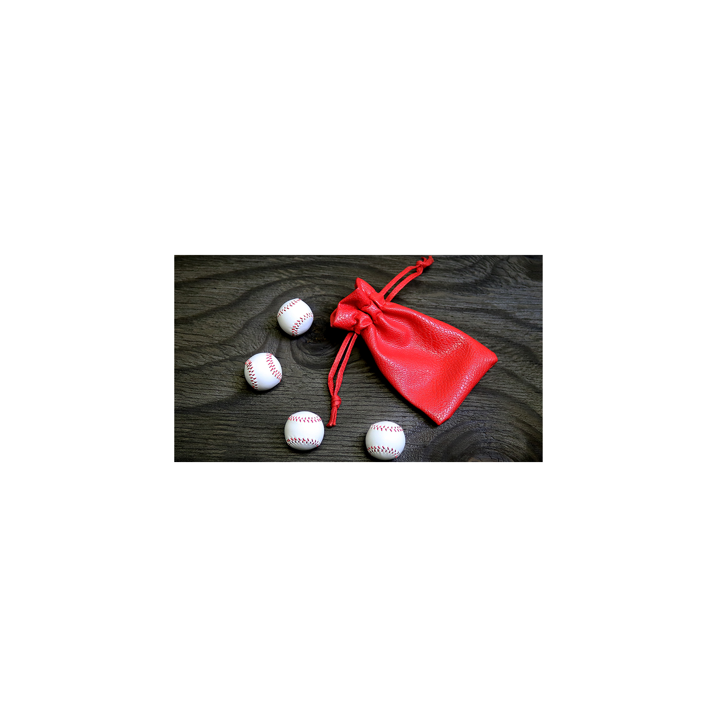 Set of 4 Leather Balls for Cups and Balls (White w/Red Stitching) by Leo Smetsers