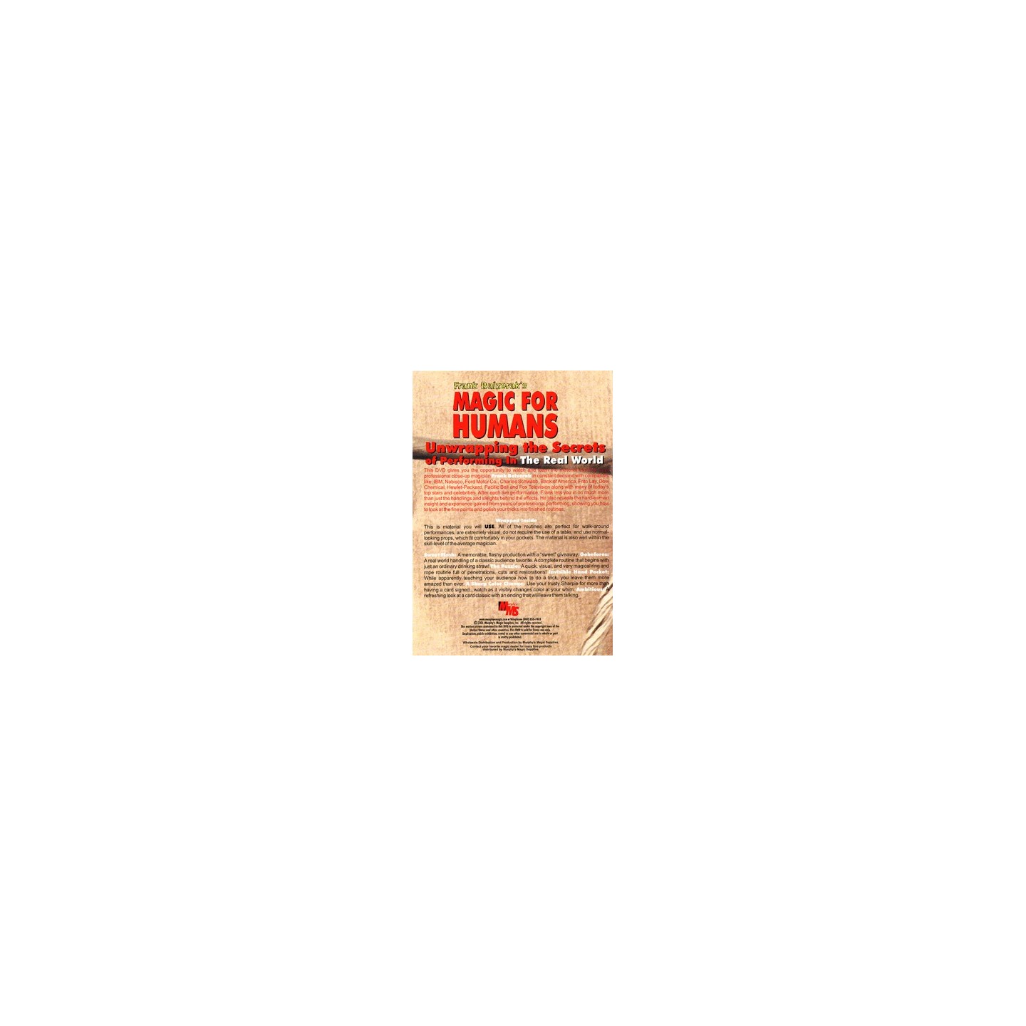 Magic For Humans by Frank Balzerak - DVD