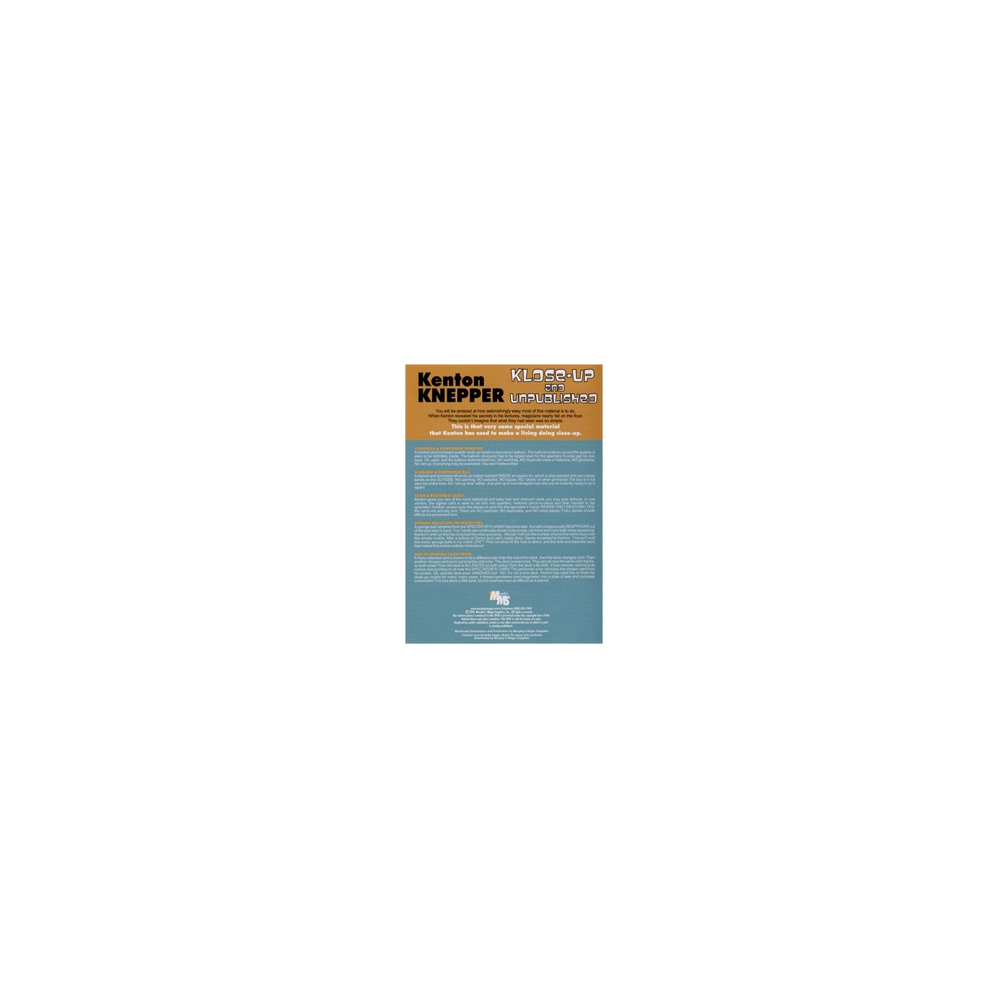 Klose-Up And Unpublished by Kenton Knepper - DVD