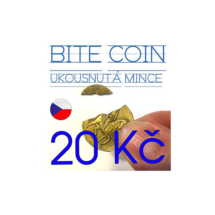 BITE COIN 20 Kč - ukousnutá mince