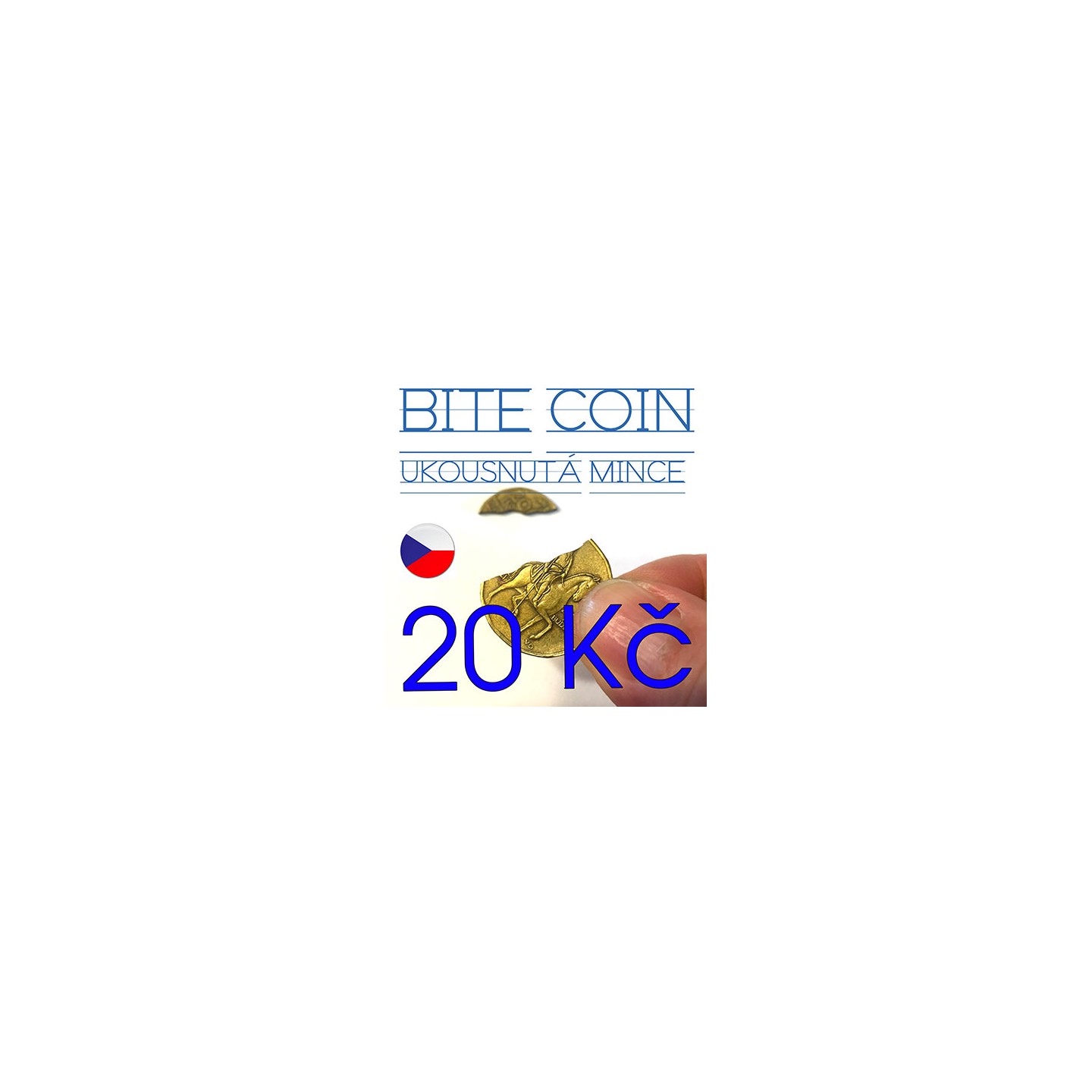 BITE COIN 20 Kč - ukousnutá mince