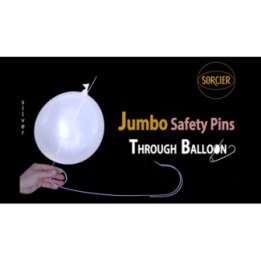 Jumbo Safety Pins Through Balloon Silver by Sorcier Magic