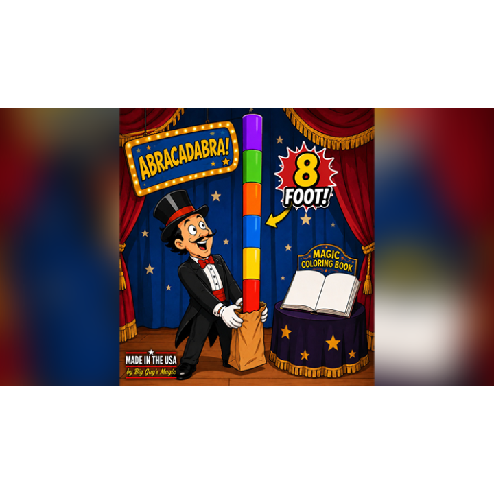 8 Foot Appearing Multi-Color Pole by Big Guy's Magic - Coloring Book Kicker Finale