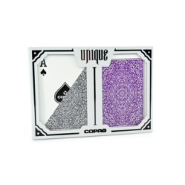 Copag Unique Plastic Playing Cards Poker Size Regular Index Gray and Purple Double-Deck Set