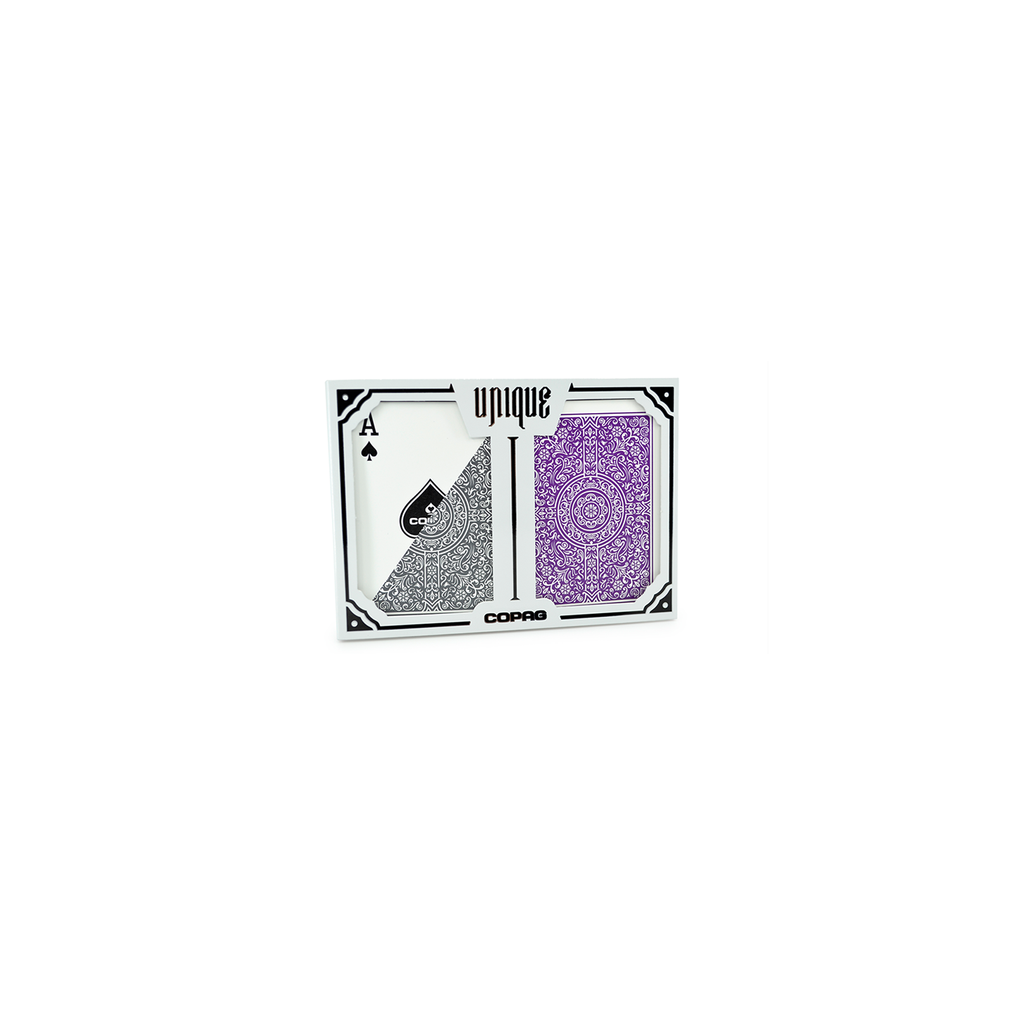 Copag Unique Plastic Playing Cards Poker Size Regular Index Gray and Purple Double-Deck Set