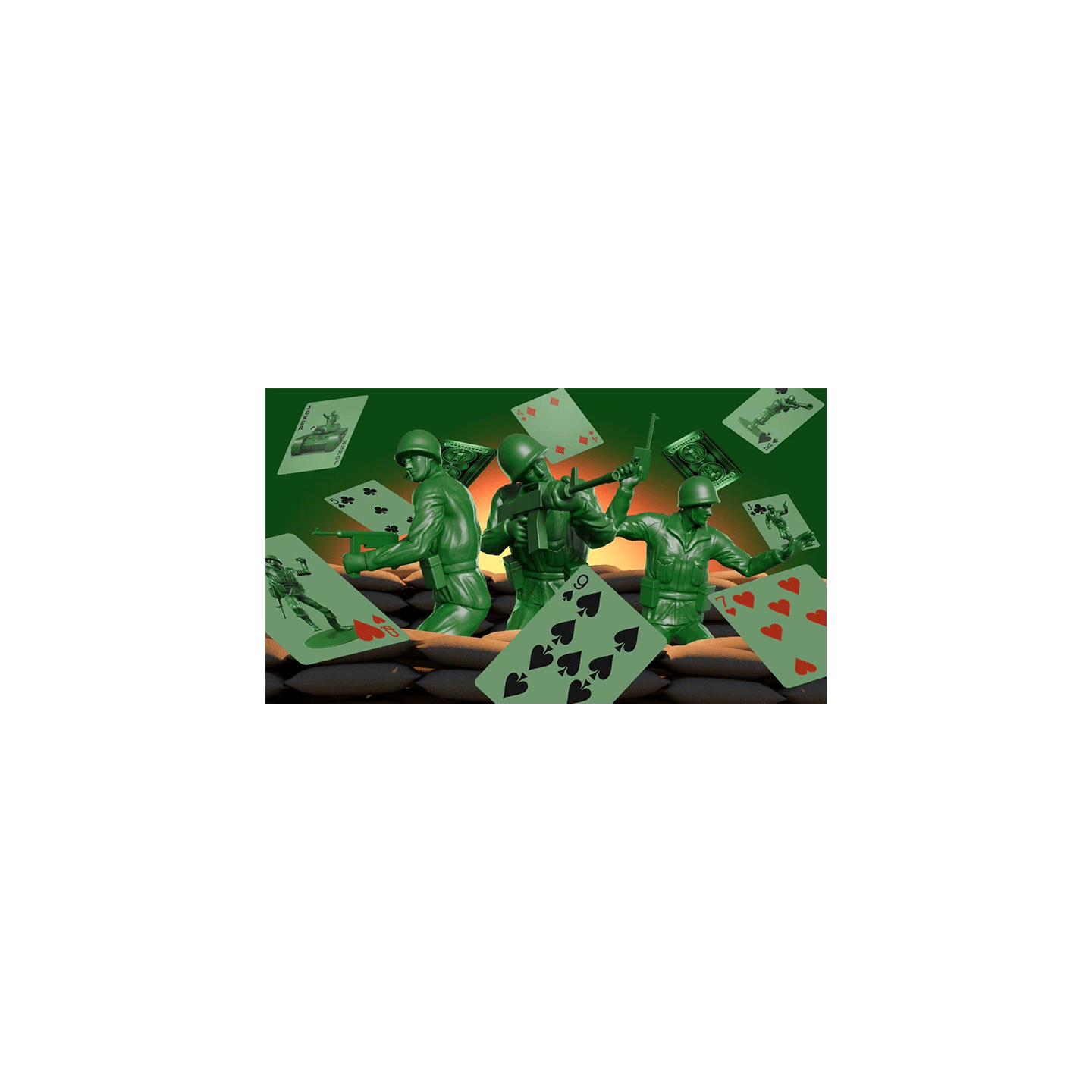 Army Men Playing Cards