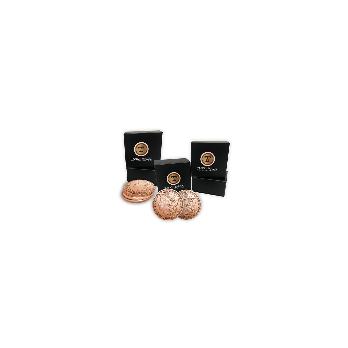 Copper Morgan Expanded Shell plus 4 four Regular Coins (Gimmicks and Online Instructions) by Tango Magic
