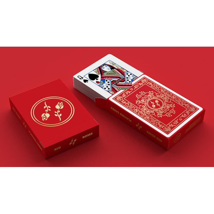 Red Roses Gold Foil Playing Cards (Fully Marked)