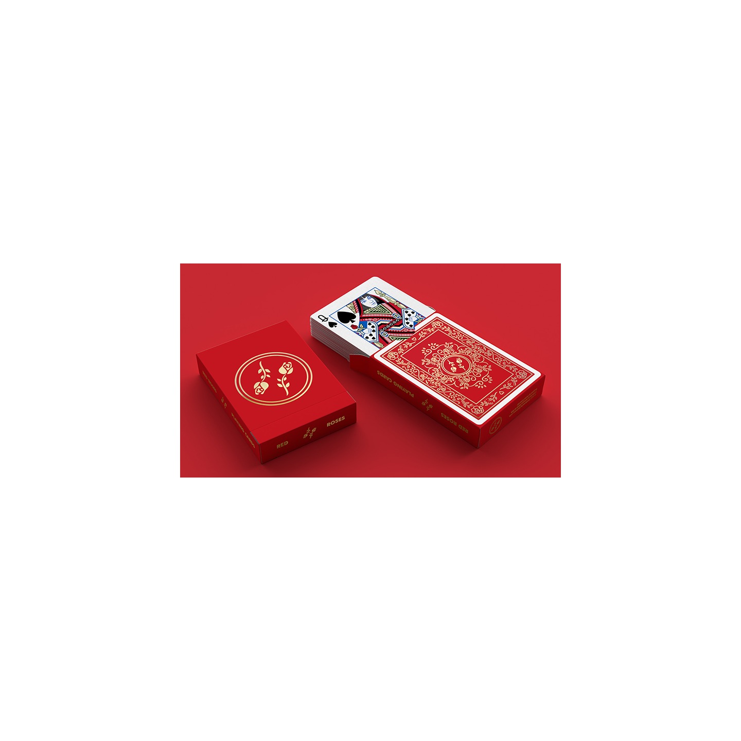 Red Roses Gold Foil Playing Cards (Fully Marked)