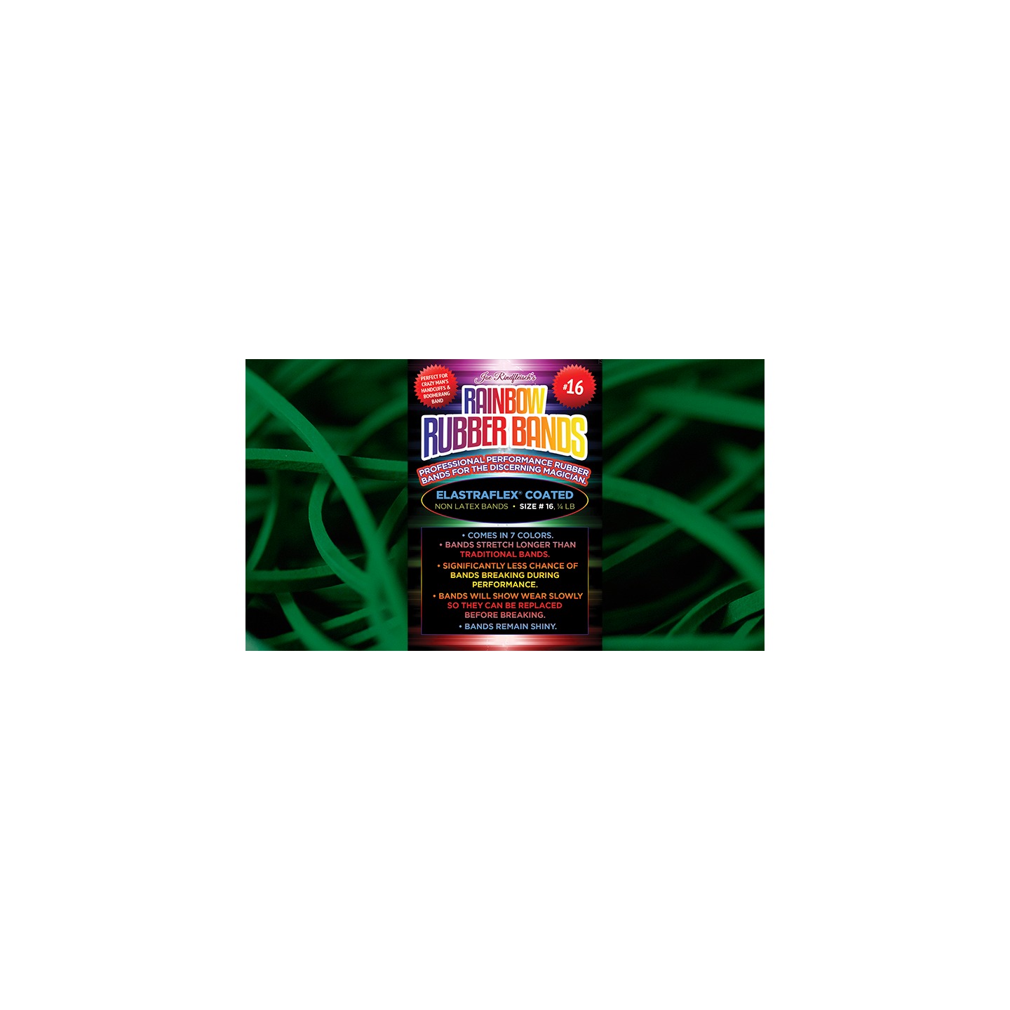 Joe Rindfleisch's SIZE 16 Rainbow Rubber Bands (Marcus Eddie - Green Pack ) by Joe Rindfleisch