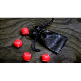 Set of 4 Leather Balls for Cups and Balls (Red) by Leo Smetsers