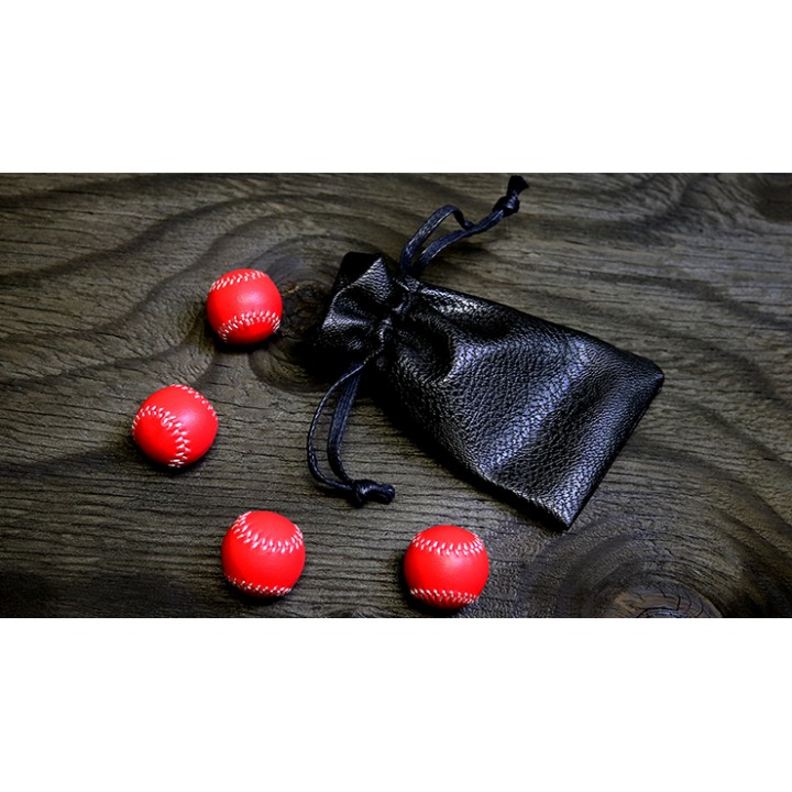 Set of 4 Leather Balls for Cups and Balls (Red) by Leo Smetsers