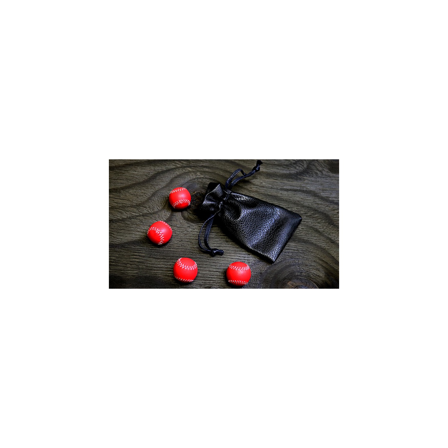 Set of 4 Leather Balls for Cups and Balls (Red) by Leo Smetsers