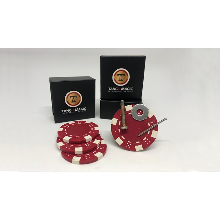 Magnetic Poker Chip Red plus 3 regular chips (PK003R) by Tango Magic