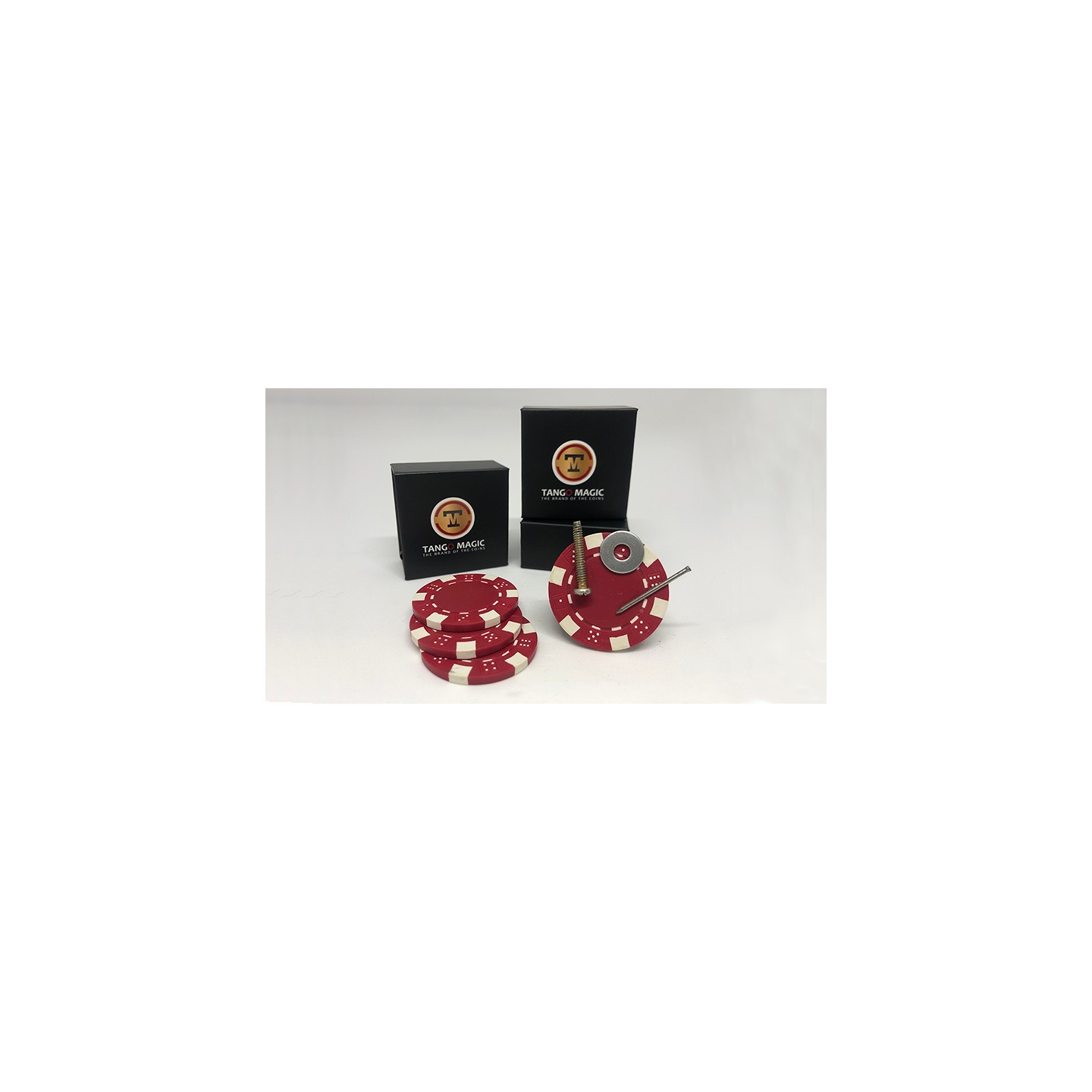 Magnetic Poker Chip Red plus 3 regular chips (PK003R) by Tango Magic