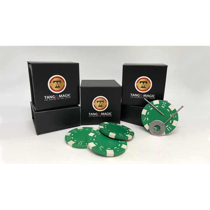 Magnetic Poker Chip Green plus 3 regular chips (PK003G) by Tango Magic