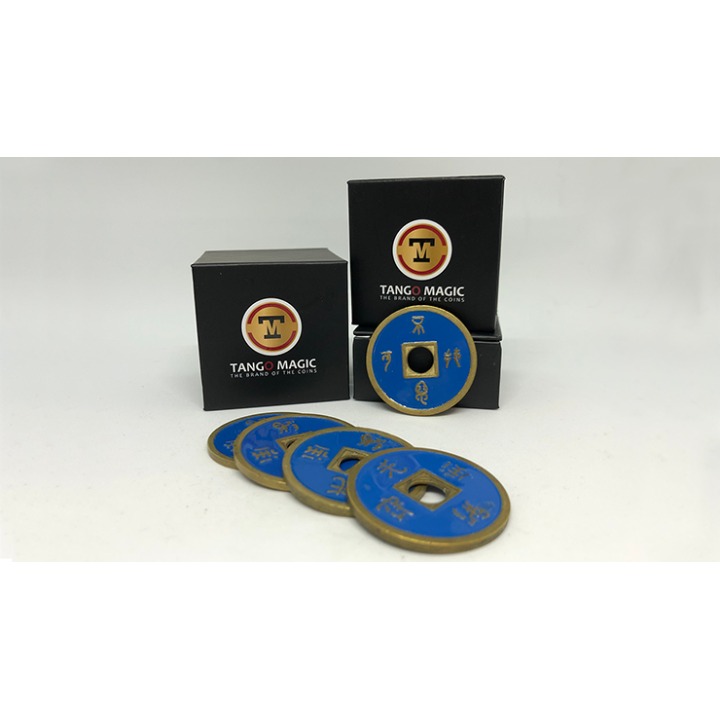 Expanded Shell Chinese Coin made in Brass (Blue) by Tango - Trick (CH005)