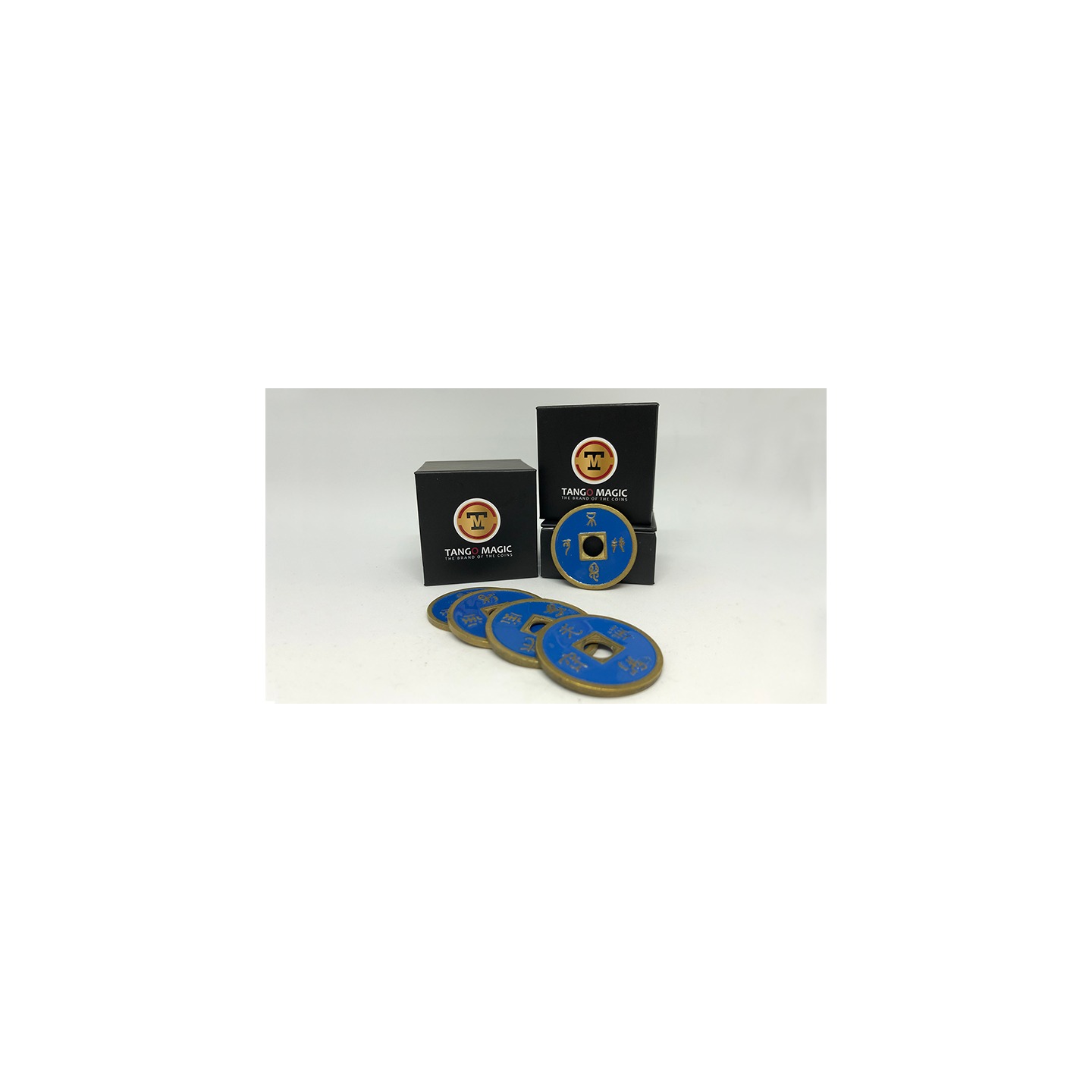 Expanded Shell Chinese Coin made in Brass (Blue) by Tango - Trick (CH005)