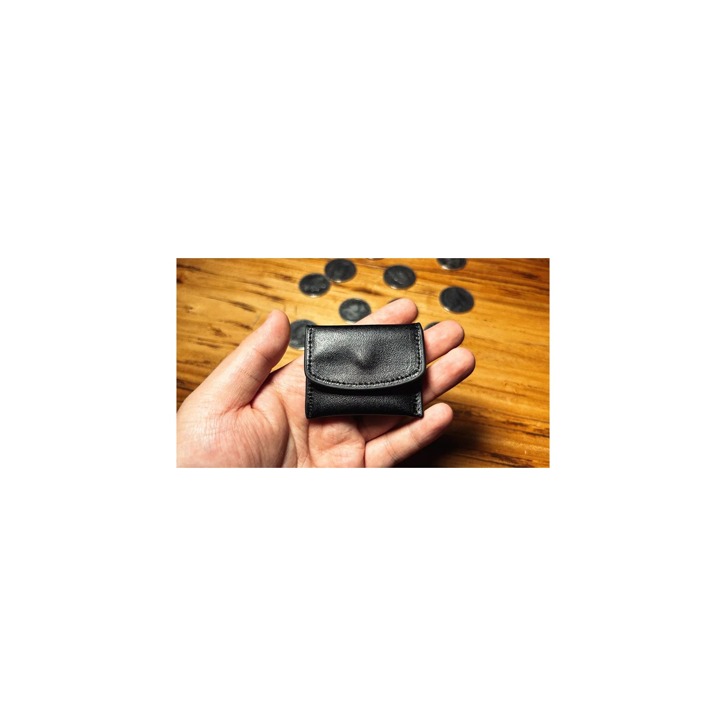 The Cowhide Coin Wallet (Black) by Bacon Magic